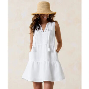 NEW Tommy Bahama St Lucia Sleeveless Tier Dress Cover Up - White Women’s Size L